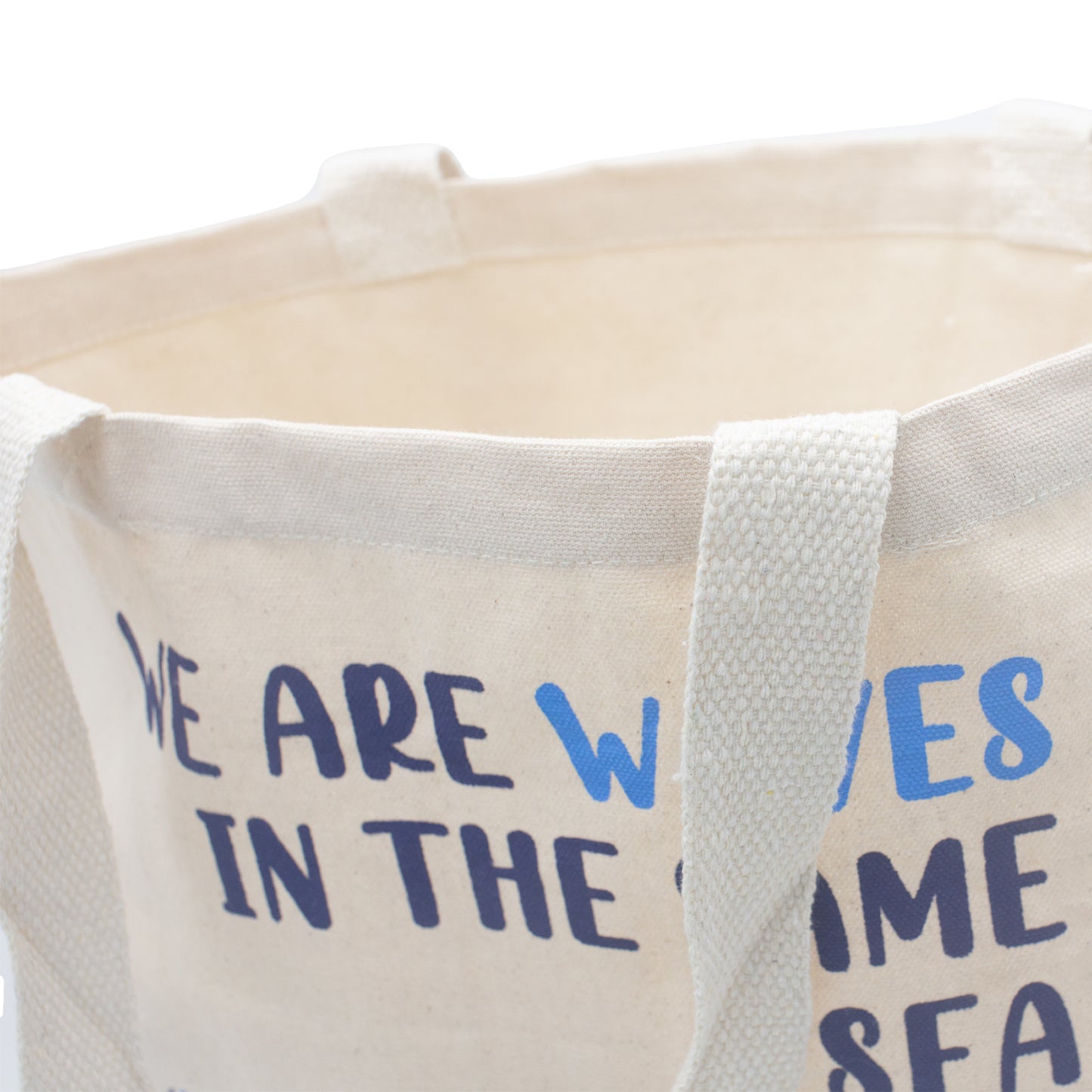 Printed Cotton Bag - We are Waves - Natural