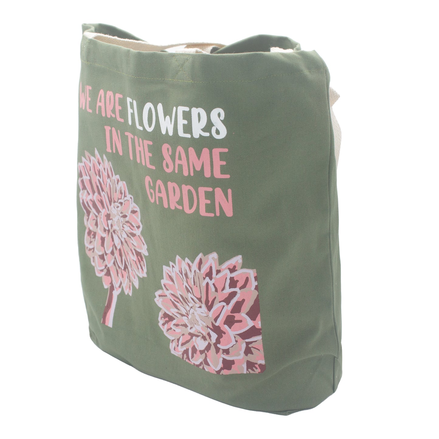 Printed Cotton Bag - We are Flowers - Olive