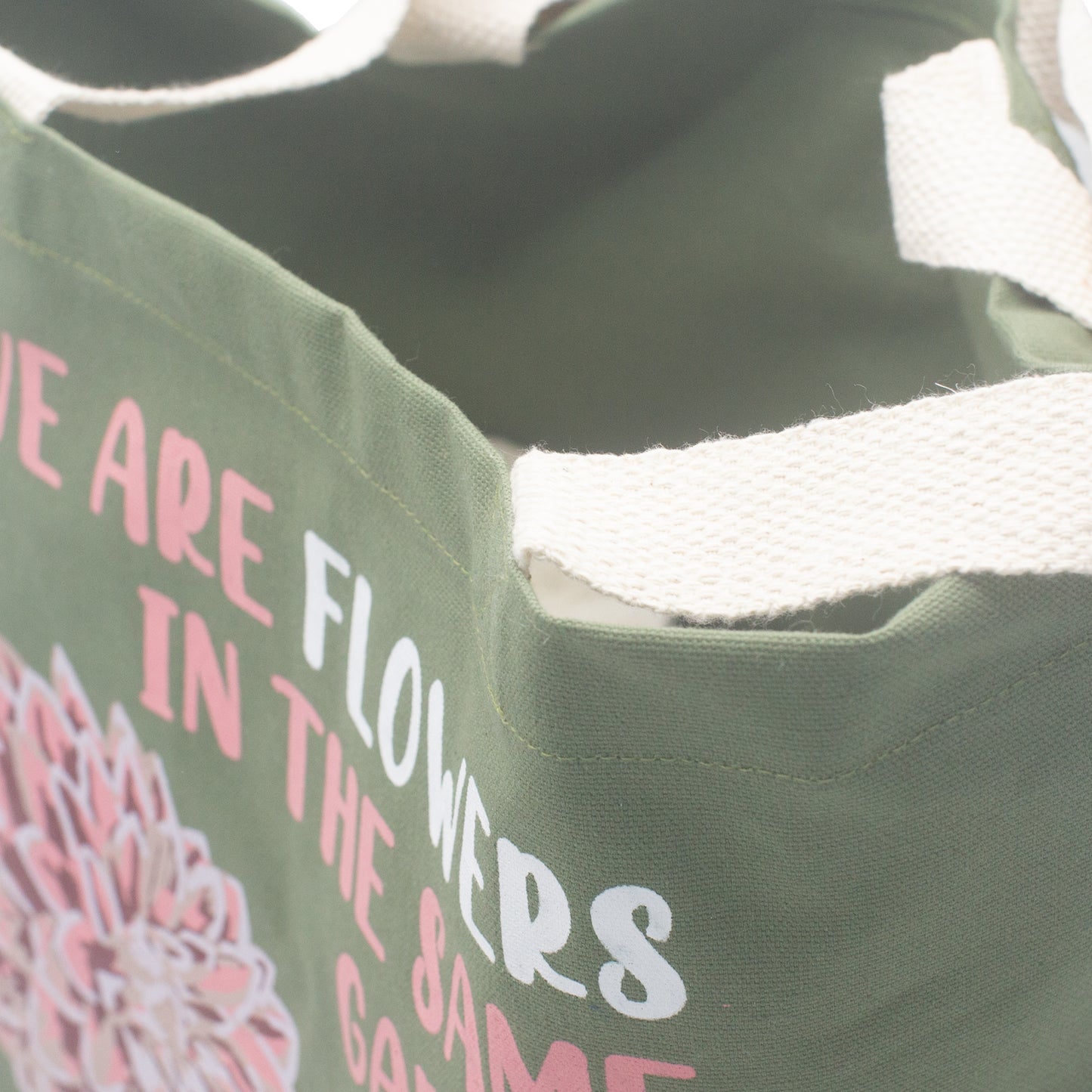 Printed Cotton Bag - We are Flowers - Olive