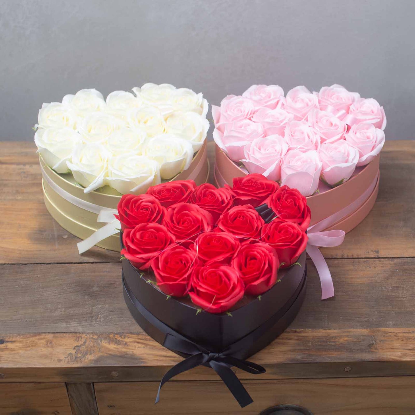 Soap Flower Gift Bouquet - 13 Red Roses - Heart