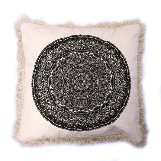 Traditional Mandala Cushion Cover - 45x45cm - black