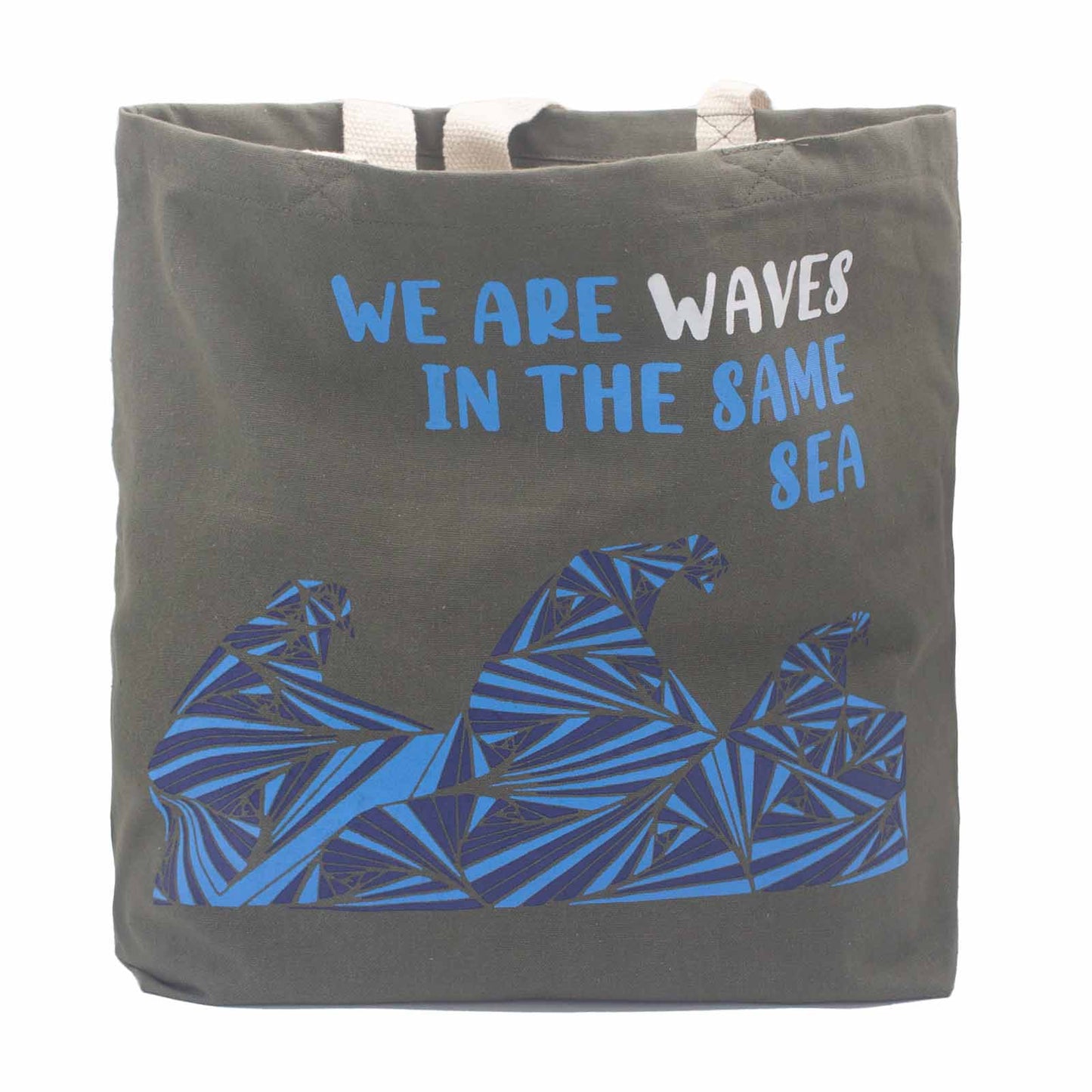 Printed Cotton Bag - We are Waves - Natural