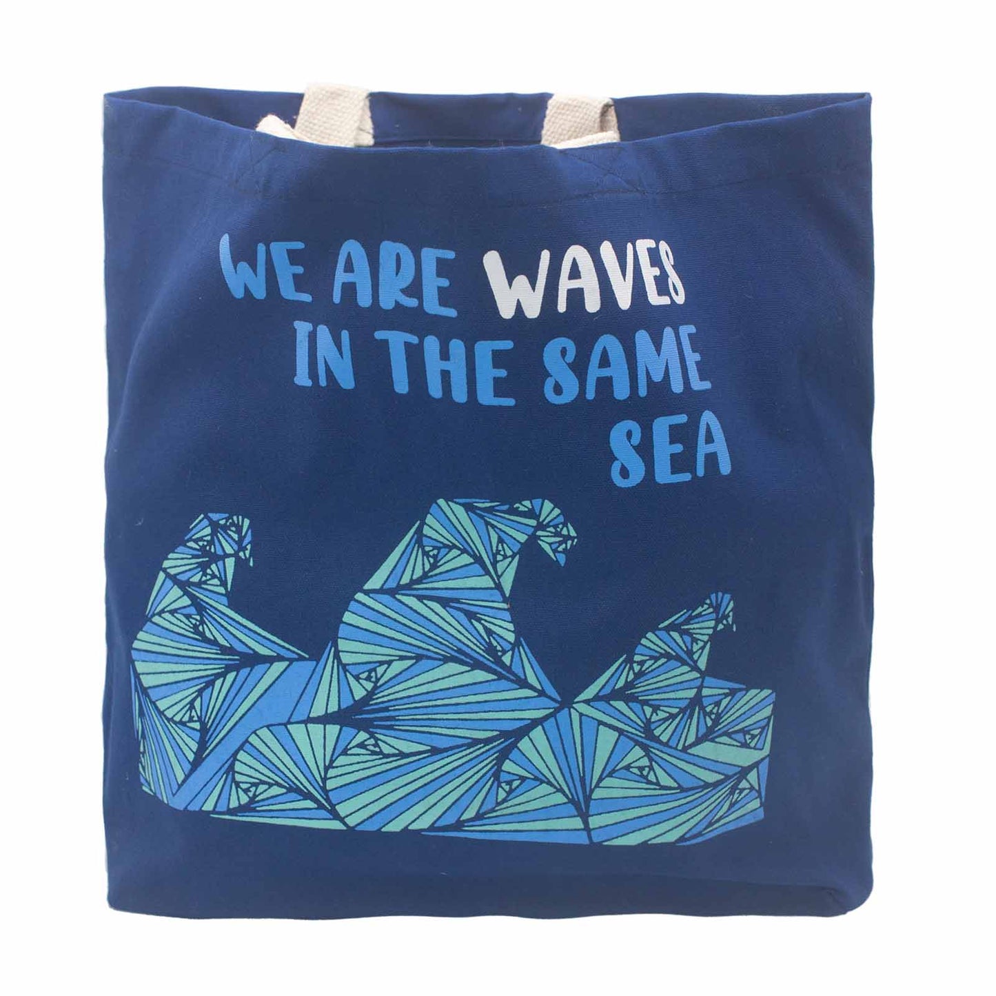 Printed Cotton Bag - We are Waves - Natural