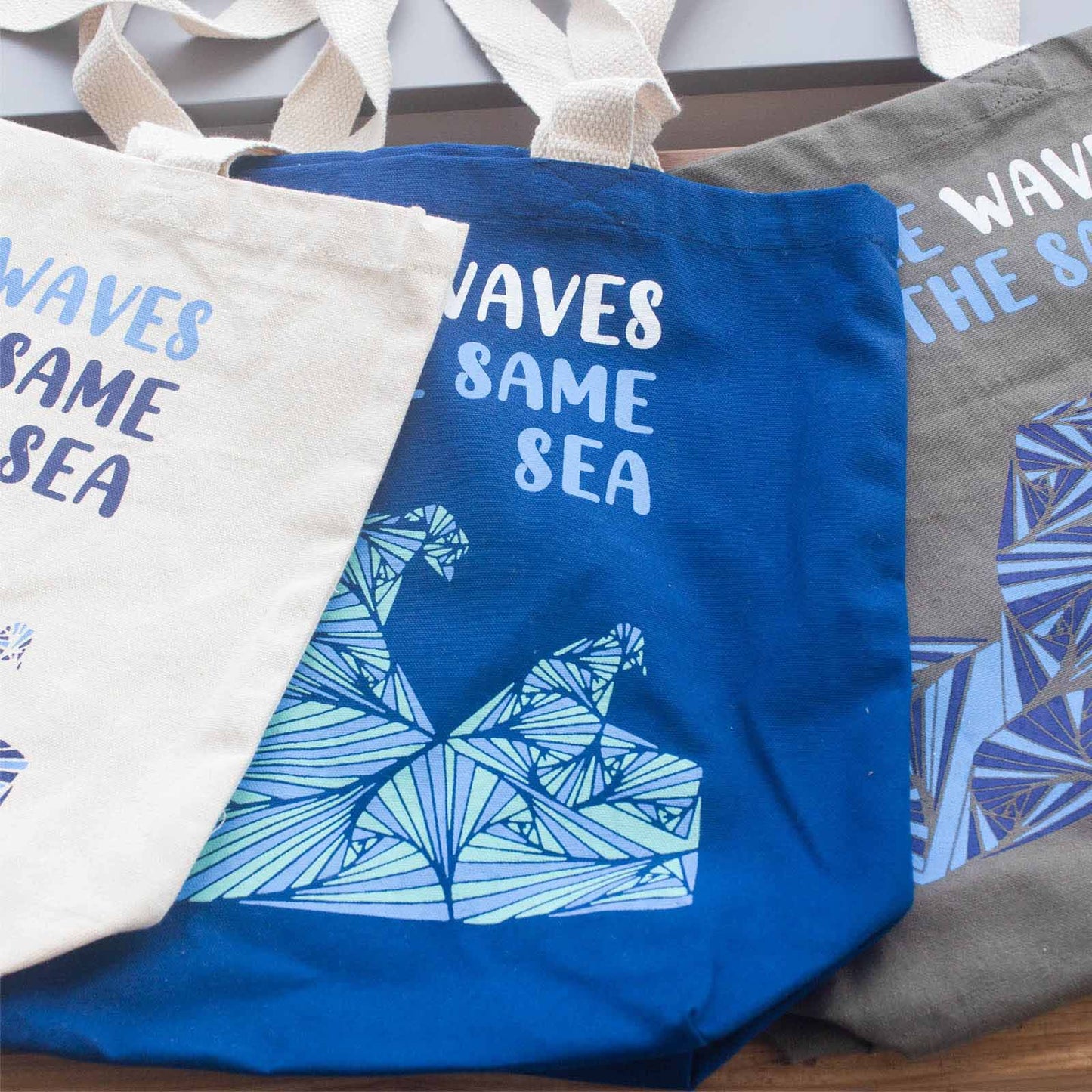 Printed Cotton Bag - We are Waves - Natural