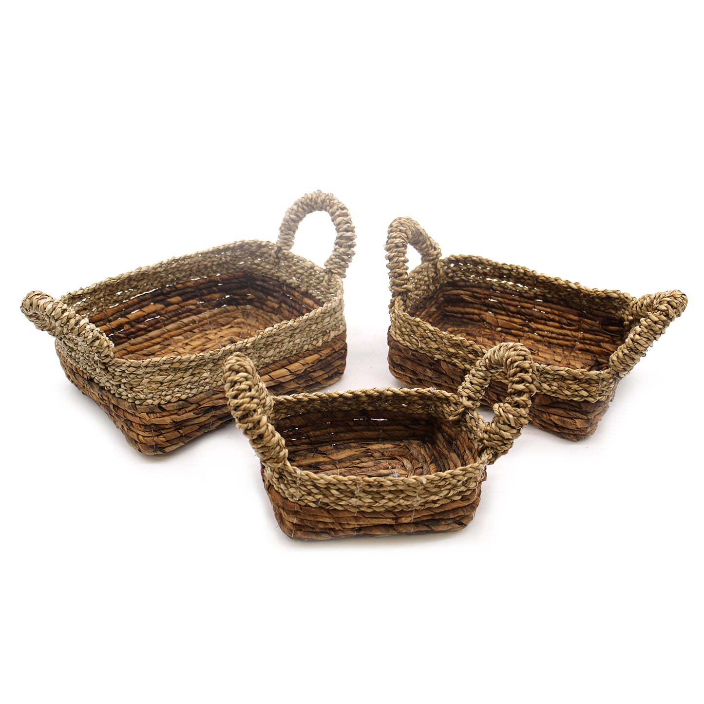 Banana Leaf & Seagrass Square Basket- Set of 3