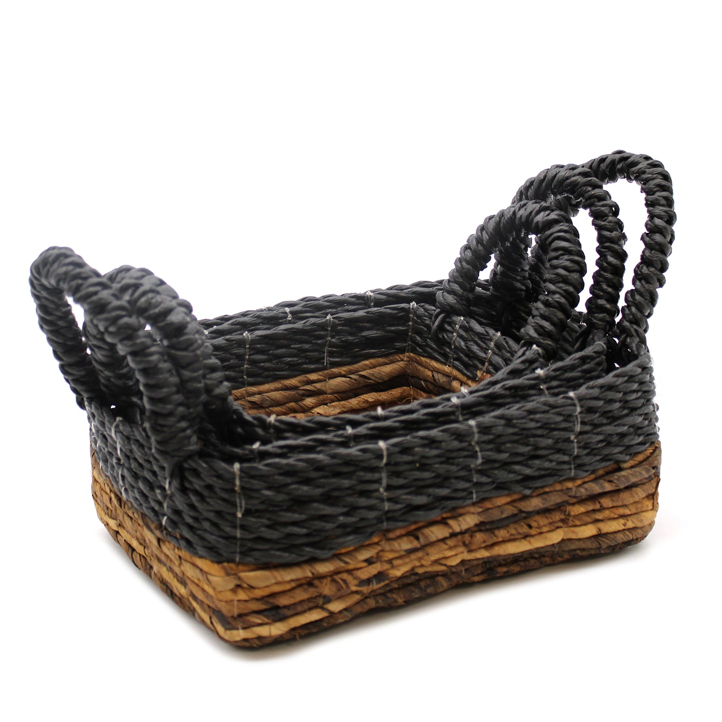 Banana Leaf & Hitam Raffia Square Basket- Set of 3