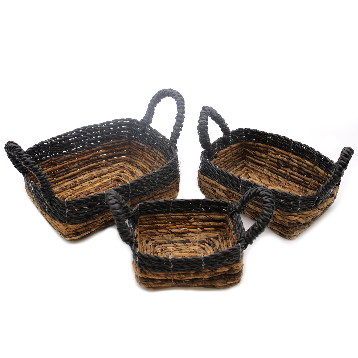 Banana Leaf & Hitam Raffia Square Basket- Set of 3