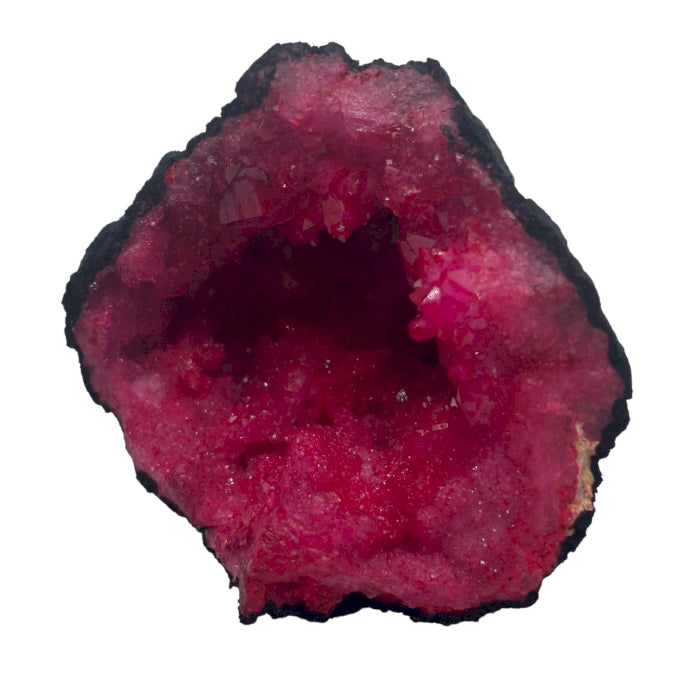 Coloured Calcite Geodes - Black Rock - Dark Red