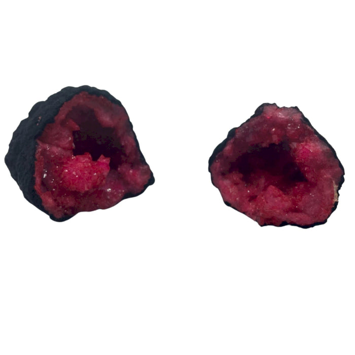 Coloured Calcite Geodes - Black Rock - Dark Red