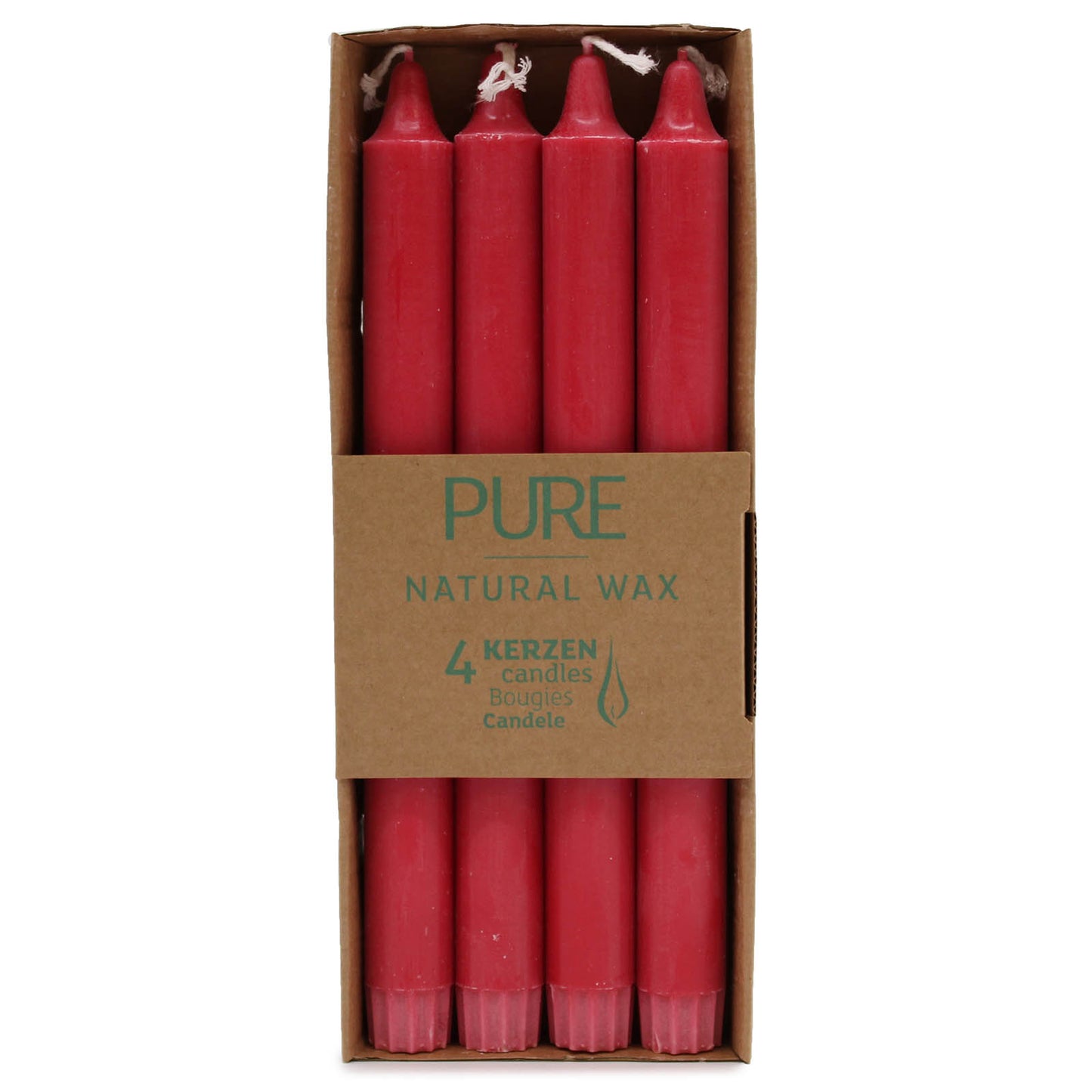 4 Pack Pure Natural Wax Dinner Candle 25x2.3 - Red