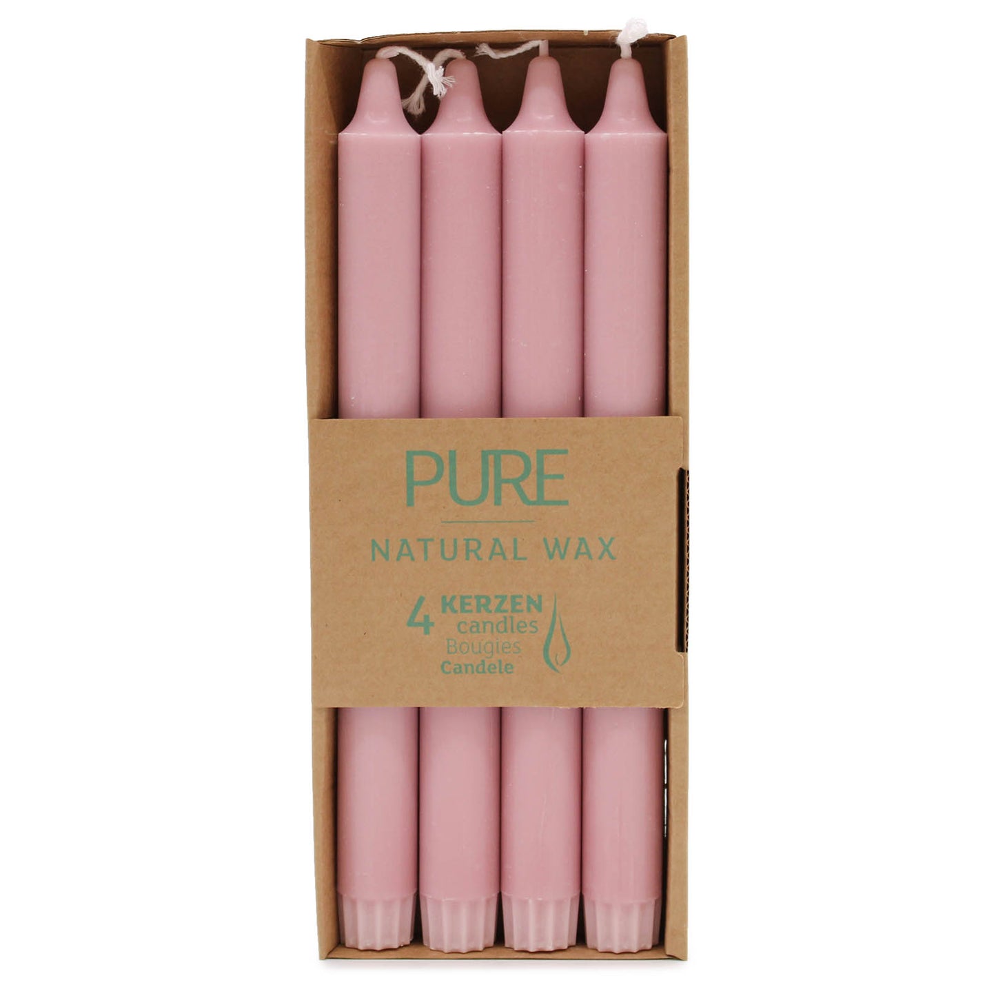 4 Pack Pure Natural Wax Dinner Candle 25x2.3 - Antique Rose