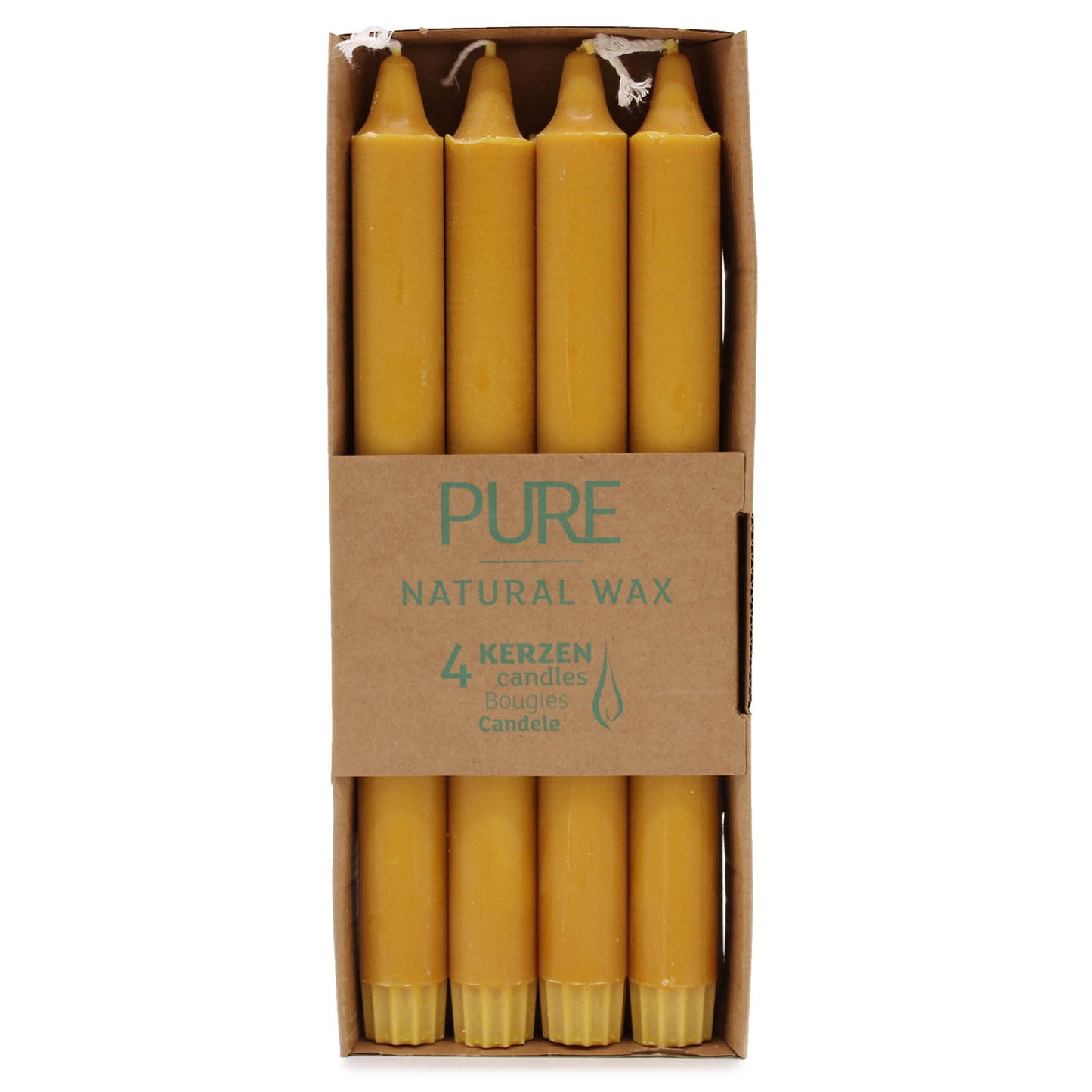 4 Pack Pure Natural Wax Dinner Candle 25x2.3 - Yellow