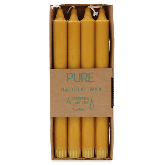 4 Pack Pure Natural Wax Dinner Candle 25x2.3 - Yellow