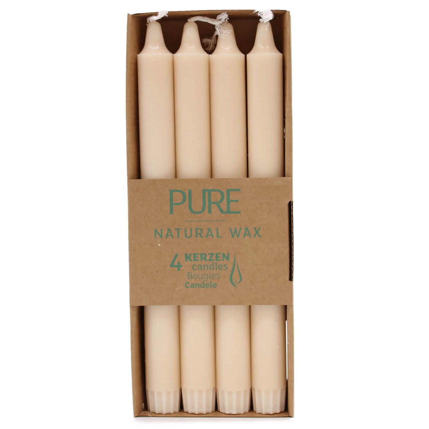 4 Pack Pure Natural Wax Dinner Candle 25x2.3 - Sahara