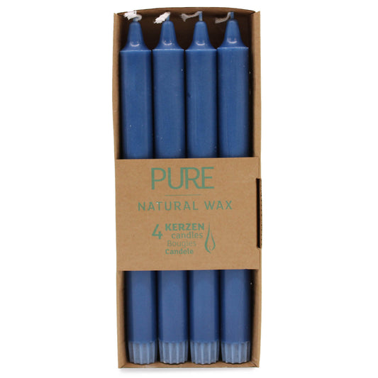 4 Pack Pure Natural Wax Dinner Candle 25x2.3 - Blue