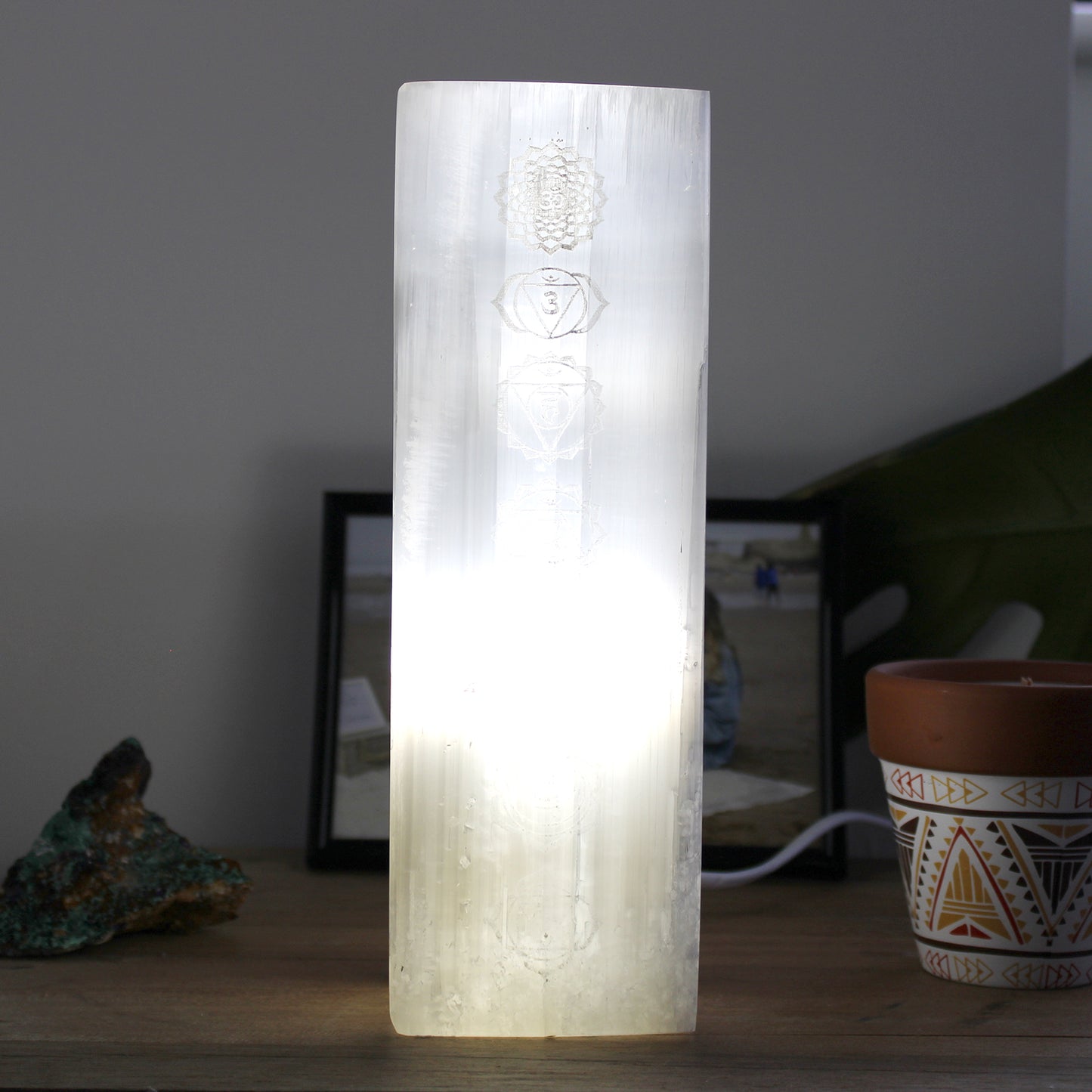 Selenite Block Lamp 25cm - Chakra Lamp