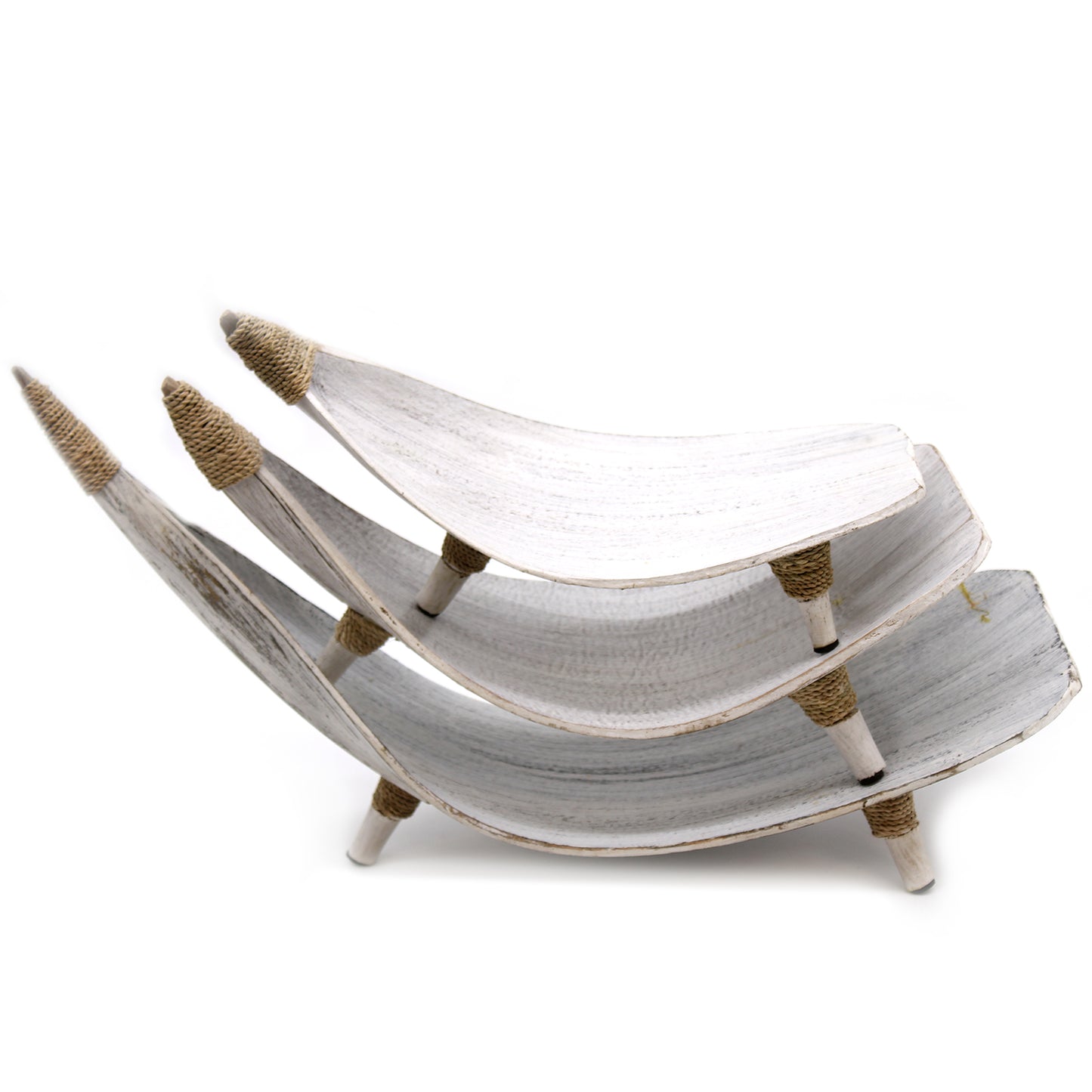 Coconut Leaf Fruit Bowl Set - Whitewash