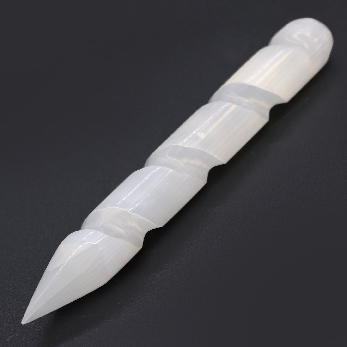 Selenite Spiral Wands - 16 cm (Point One Ends)