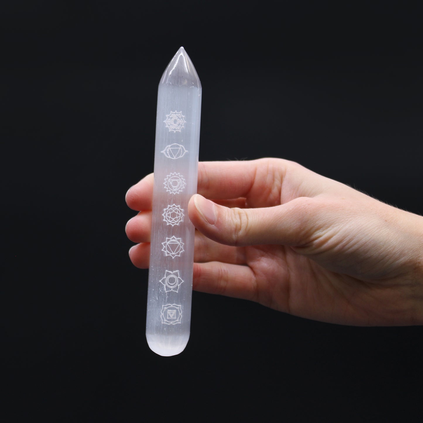 Selenite Wand - (Point one End) 7 Chakra (14-16cm)