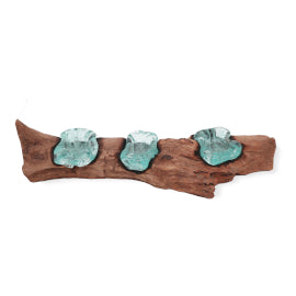 Molton Glass Flat Triple Candle Holder on Wood