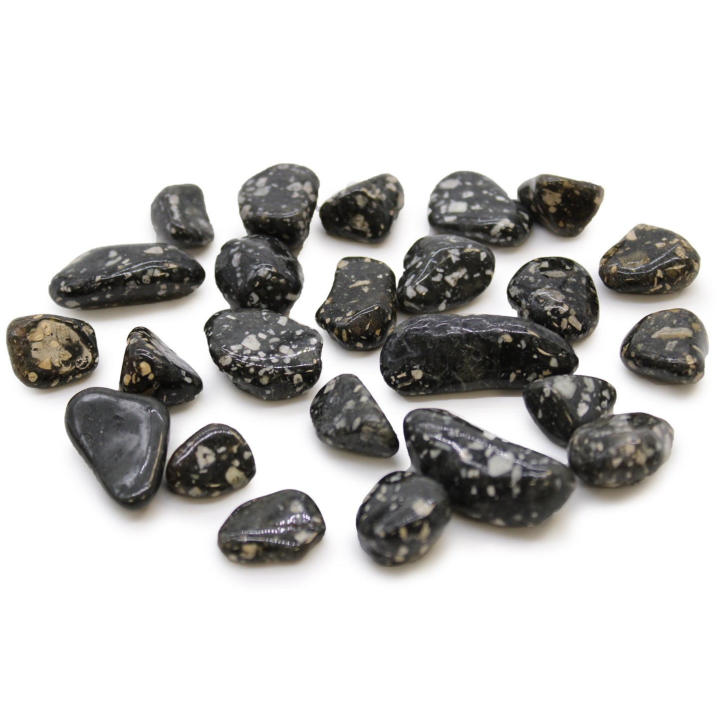 Bag of 24 Small African Tumble Stones - Guinea Fowl Jasper