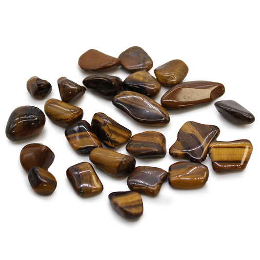 Bag of 24 Small African Tumble Stones - Tigers Eye - Golden