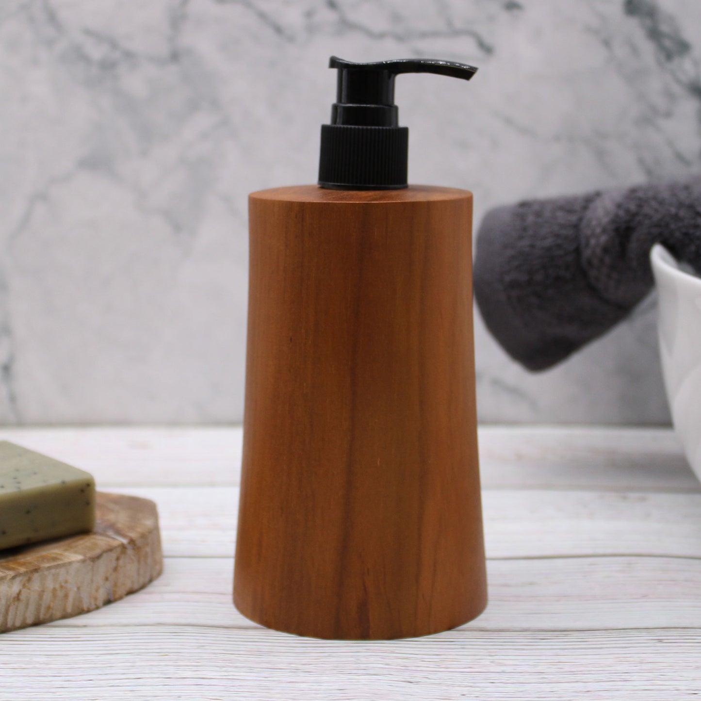 Natural Teakwood Soap Dispenser - Taper