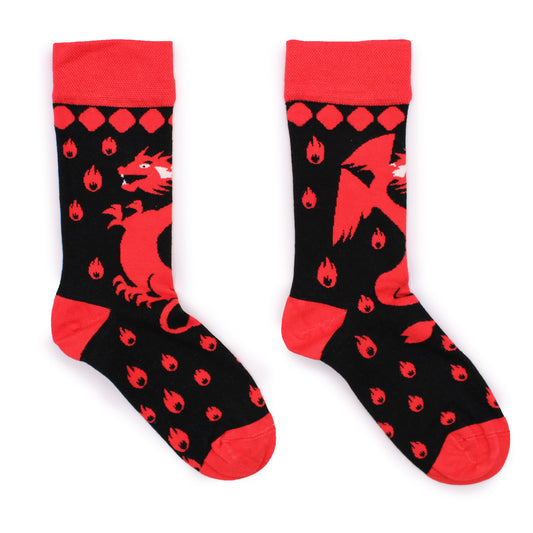 Bamboo Socks (41-46) - Red Dragons