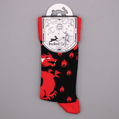 Bamboo Socks (36-40) - Red Dragons
