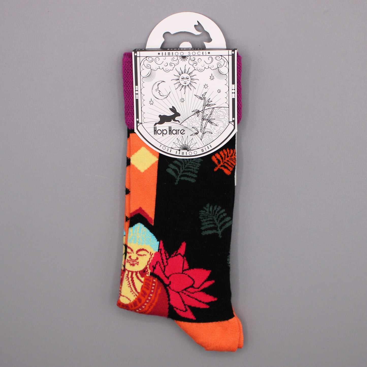 Bamboo Socks (41-46) - Pink Buddha & Lotus