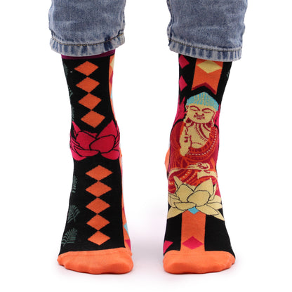 Bamboo Socks (36-40) - Pink Buddha & Lotus