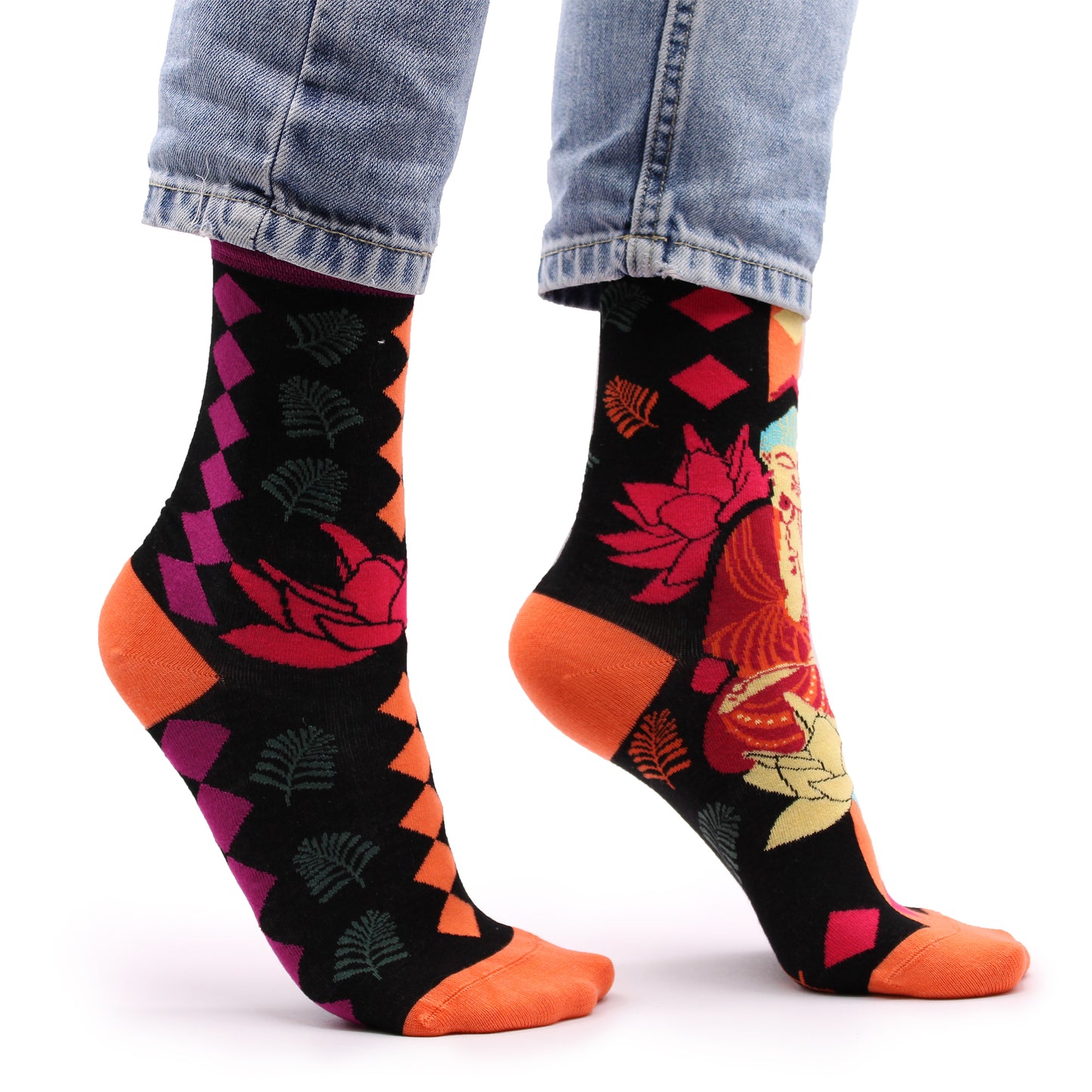 Bamboo Socks (36-40) - Pink Buddha & Lotus