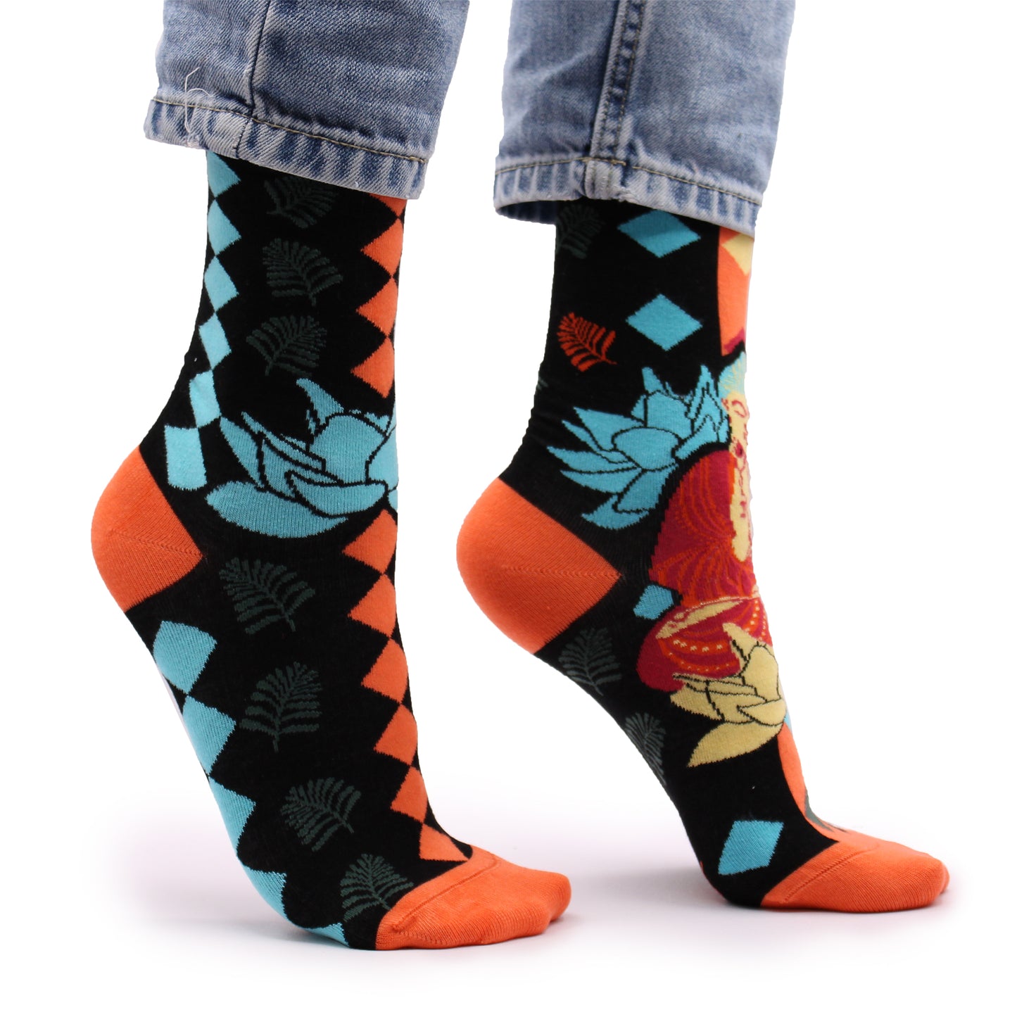 Bamboo Socks (36-40) - Blue Buddha & Lotus