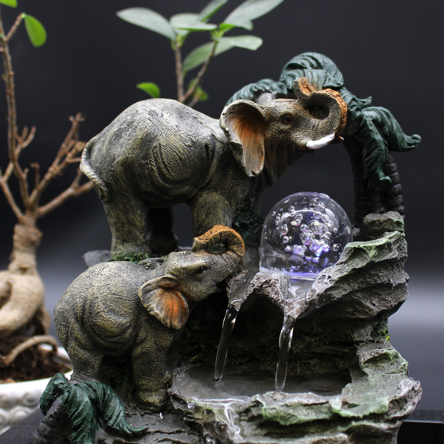 Tabletop Water Feature - 30cm - Elephant Family