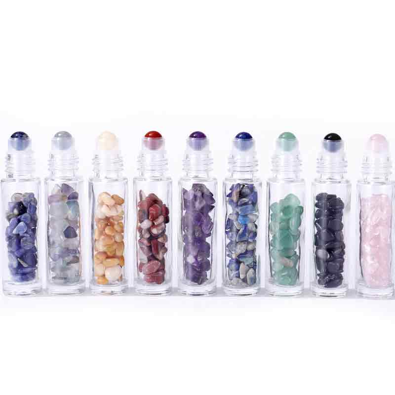 Gemstone Essential Oil Roller Bottle - Amethyst  - Silver Cap