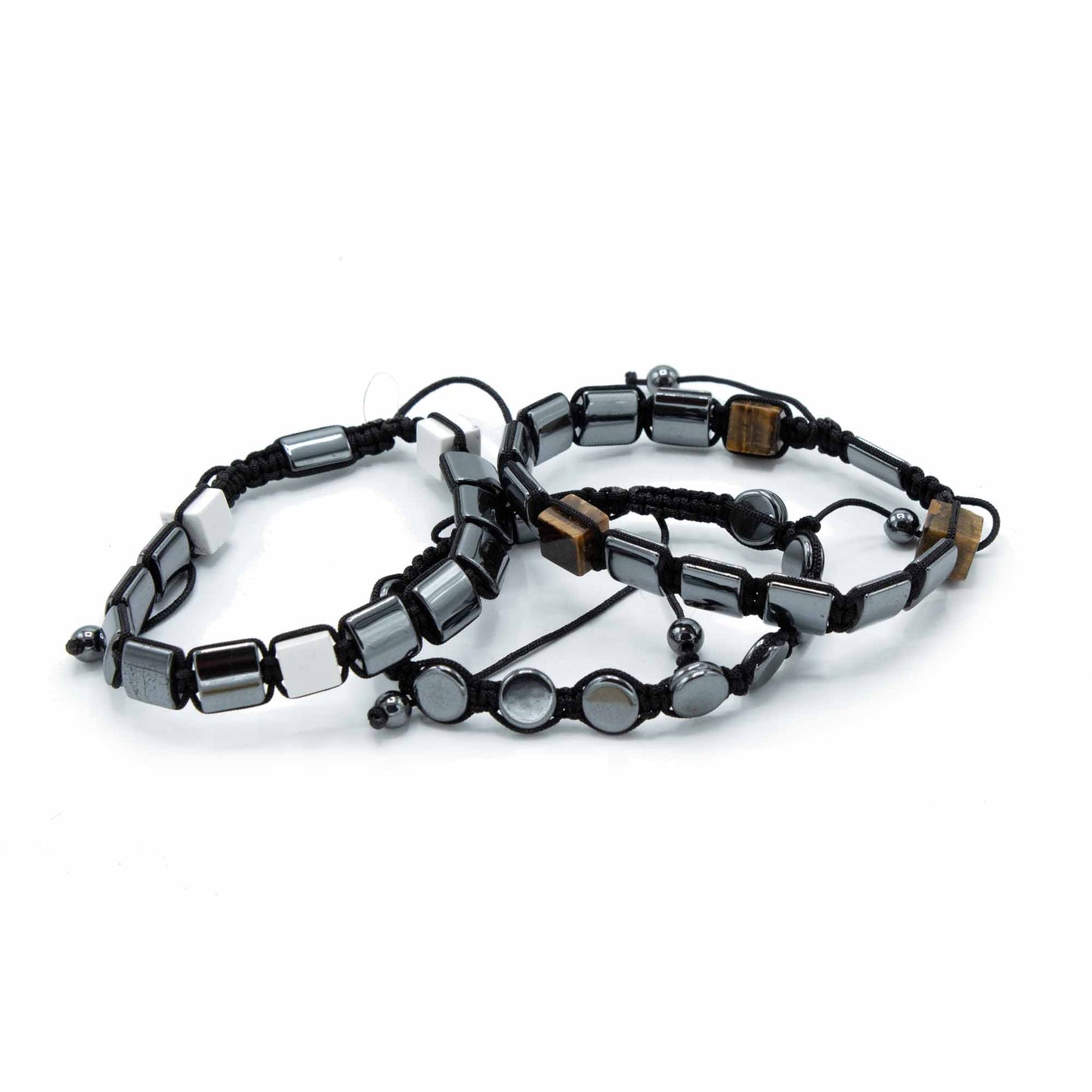 Magnetic Hematite Shamballa Bracelet -  Double Cuboids