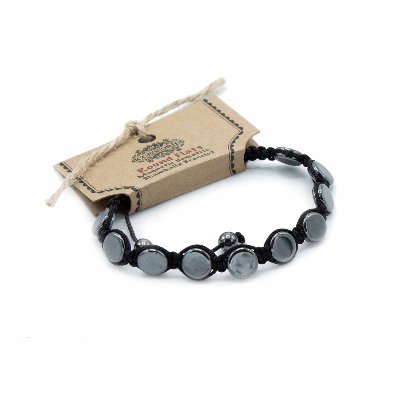 Magnetic Hematite Shamballa Bracelet -  Round Flats