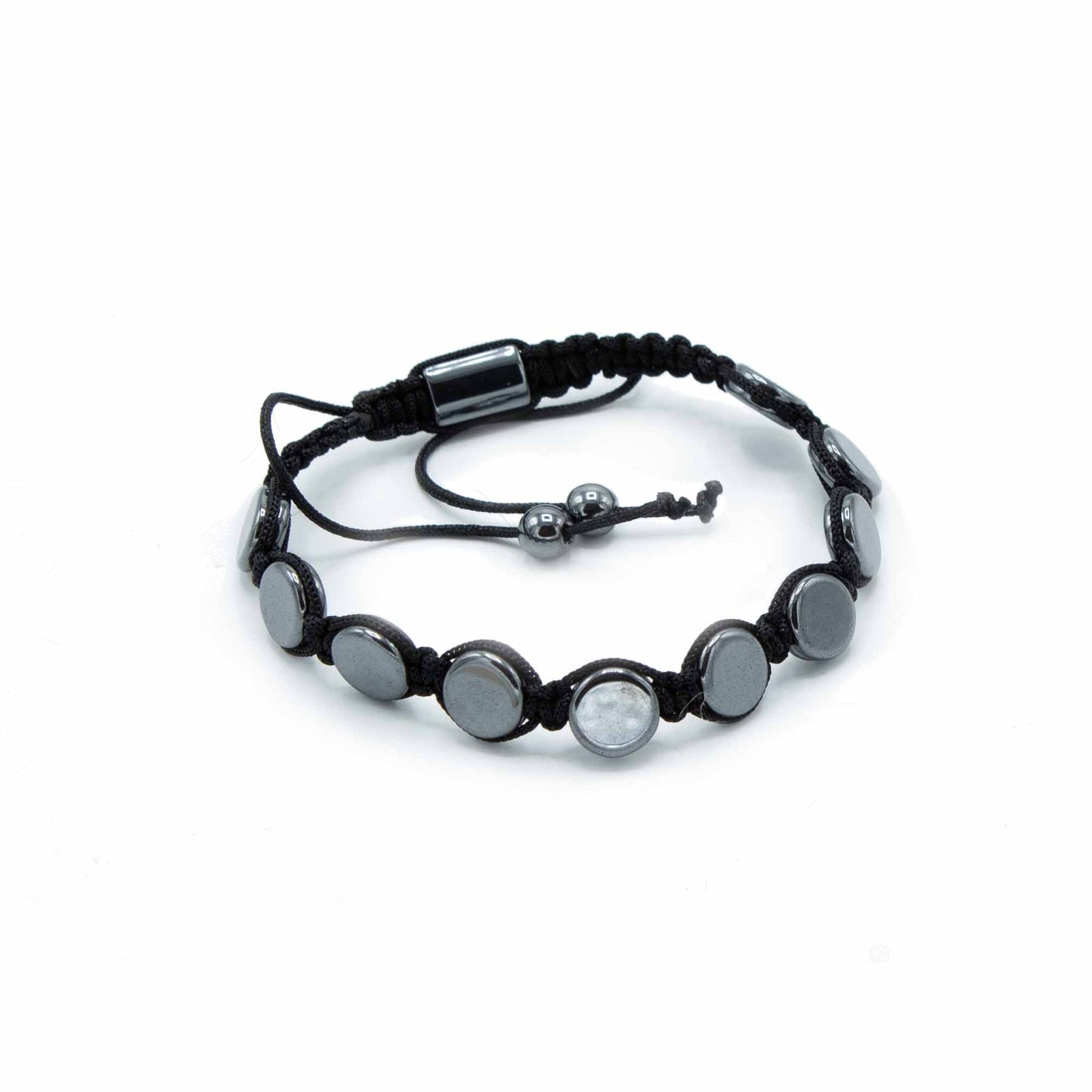 Magnetic Hematite Shamballa Bracelet -  Round Flats