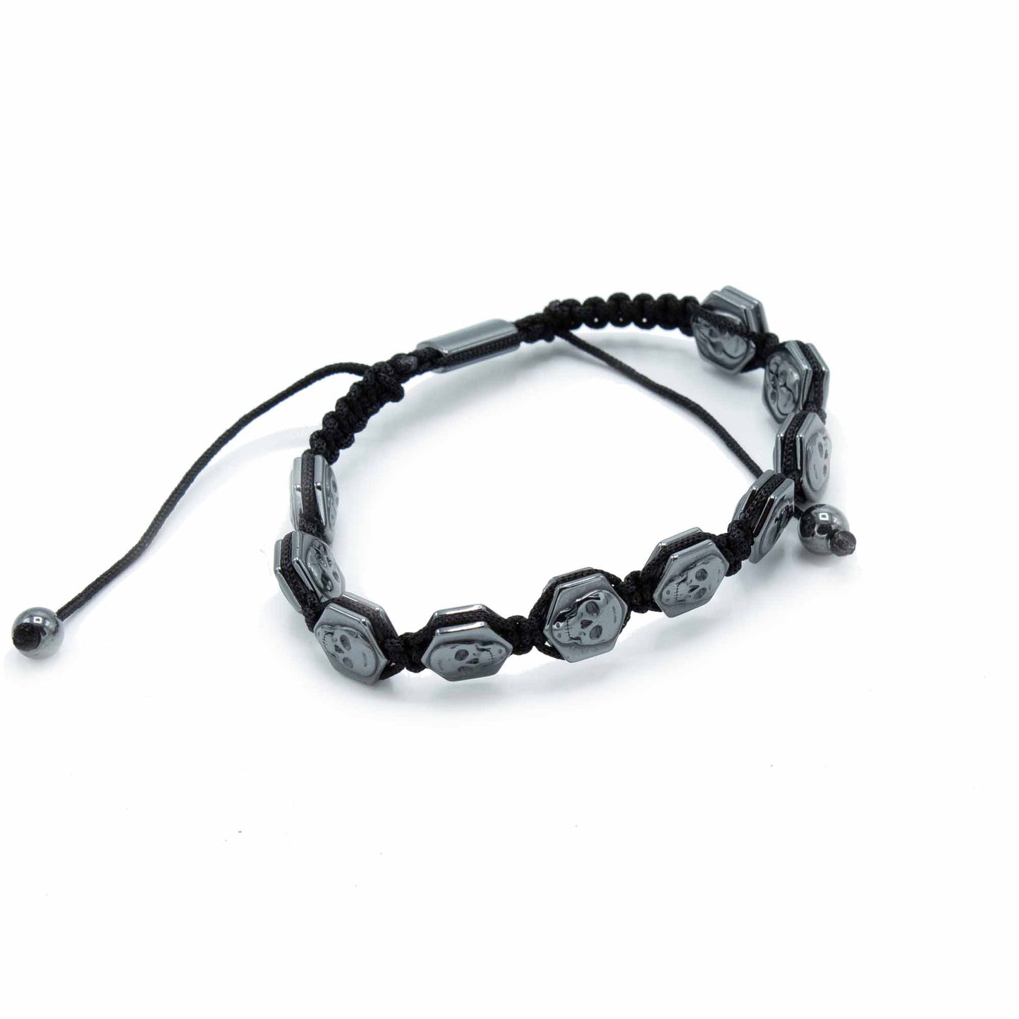 Magnetic Hematite Shamballa Bracelet -  Hexagon Skulls