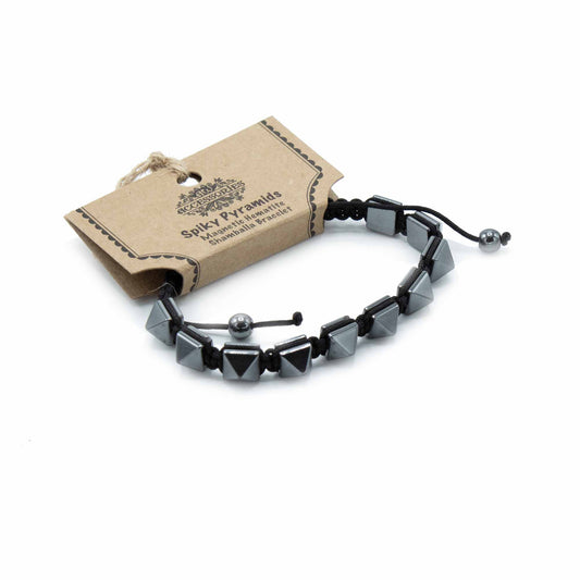 Magnetic Hematite Shamballa Bracelet -  Spiky Pyramids