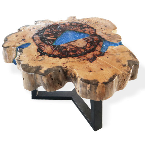 Tamarind and Resin Coffee Table - Sky Blue