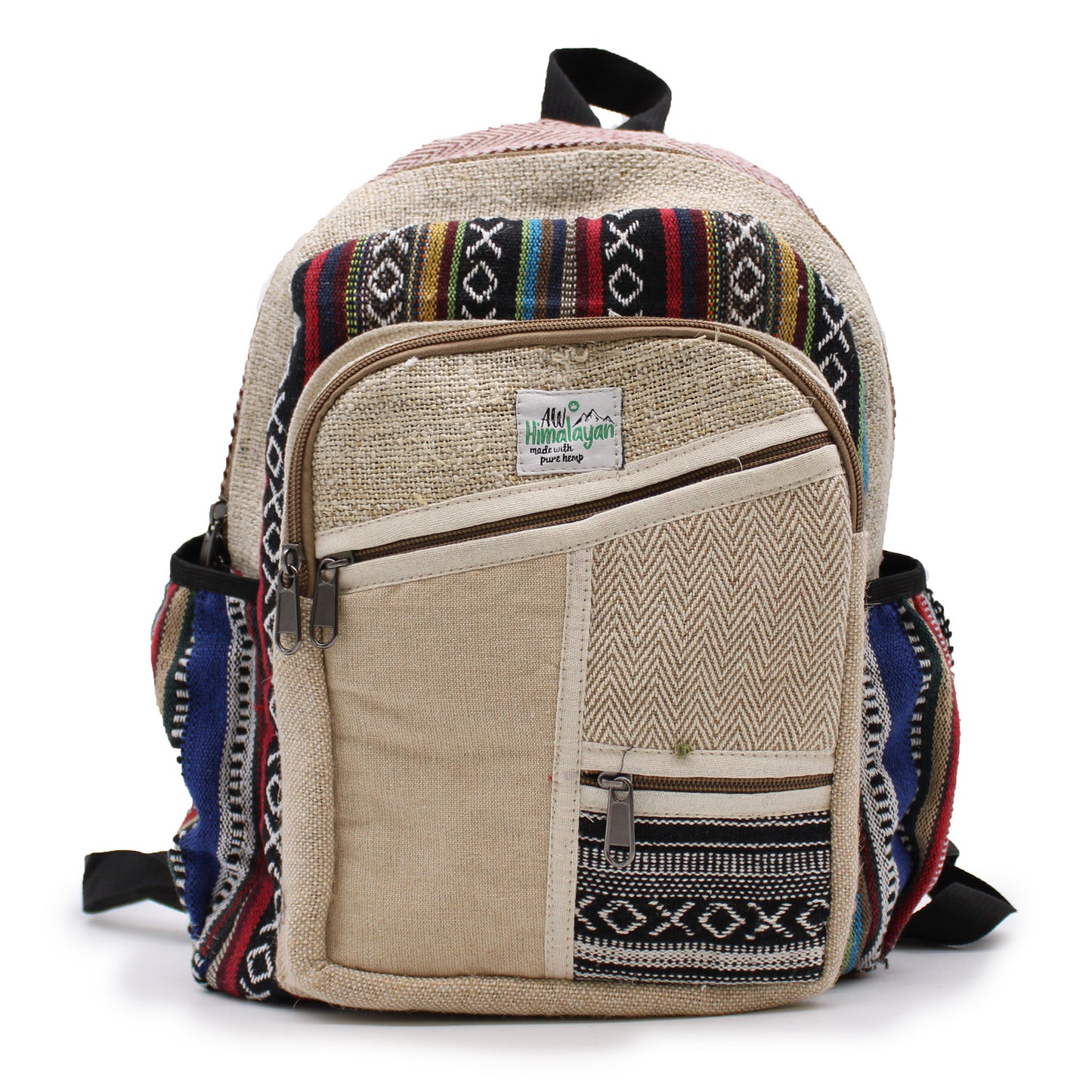 Small Hemp Backpack - Zig Zag Zips Style