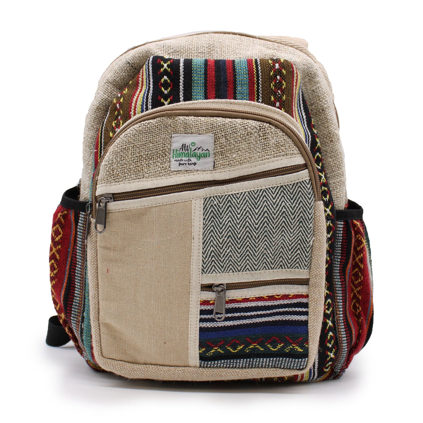 Small Hemp Backpack - Zig Zag Zips Style