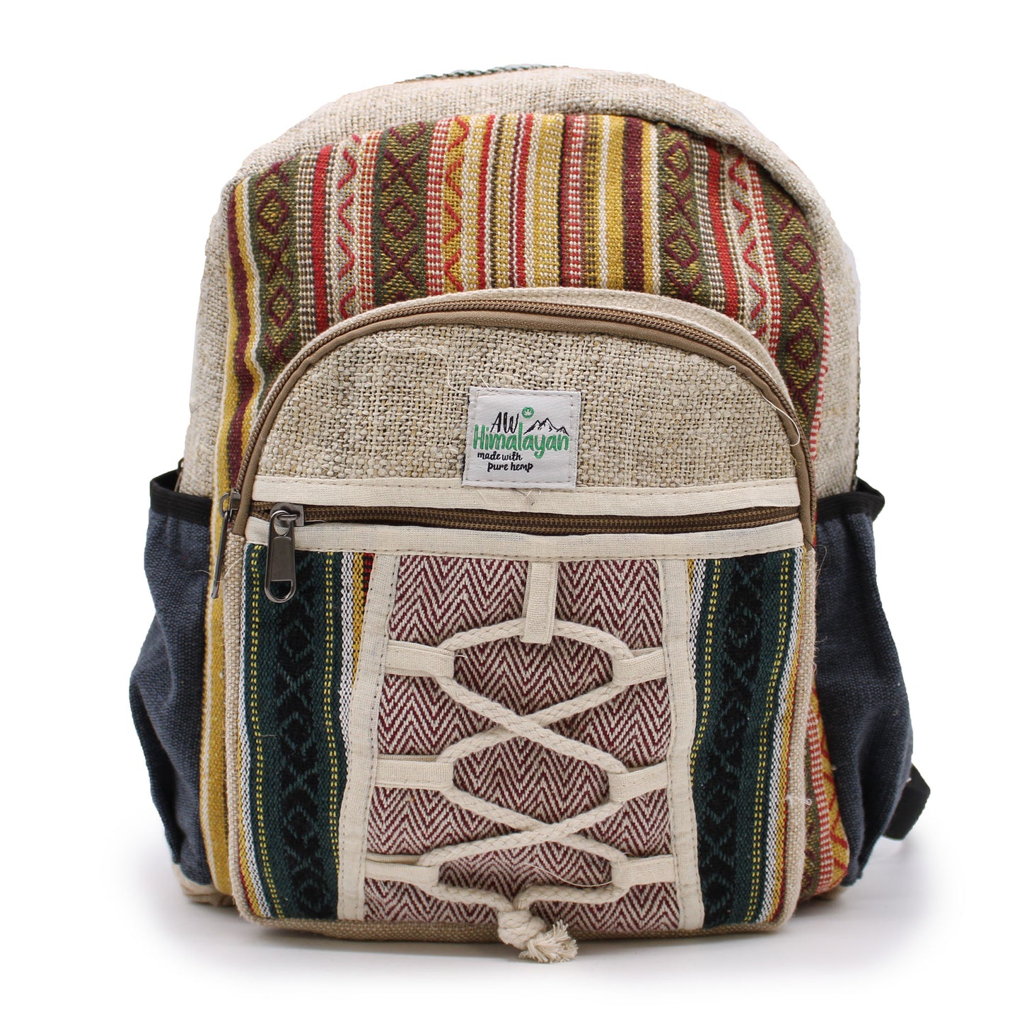 Small Hemp Backpack - Rope & Pockets Style