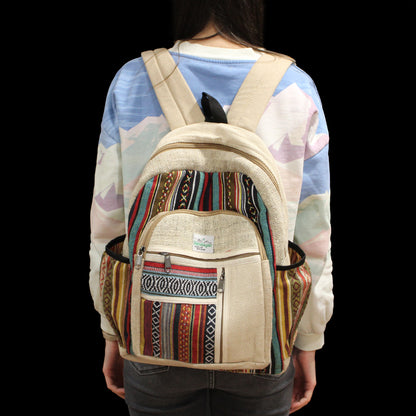 Large Hemp Backpack - Straight Zips Style