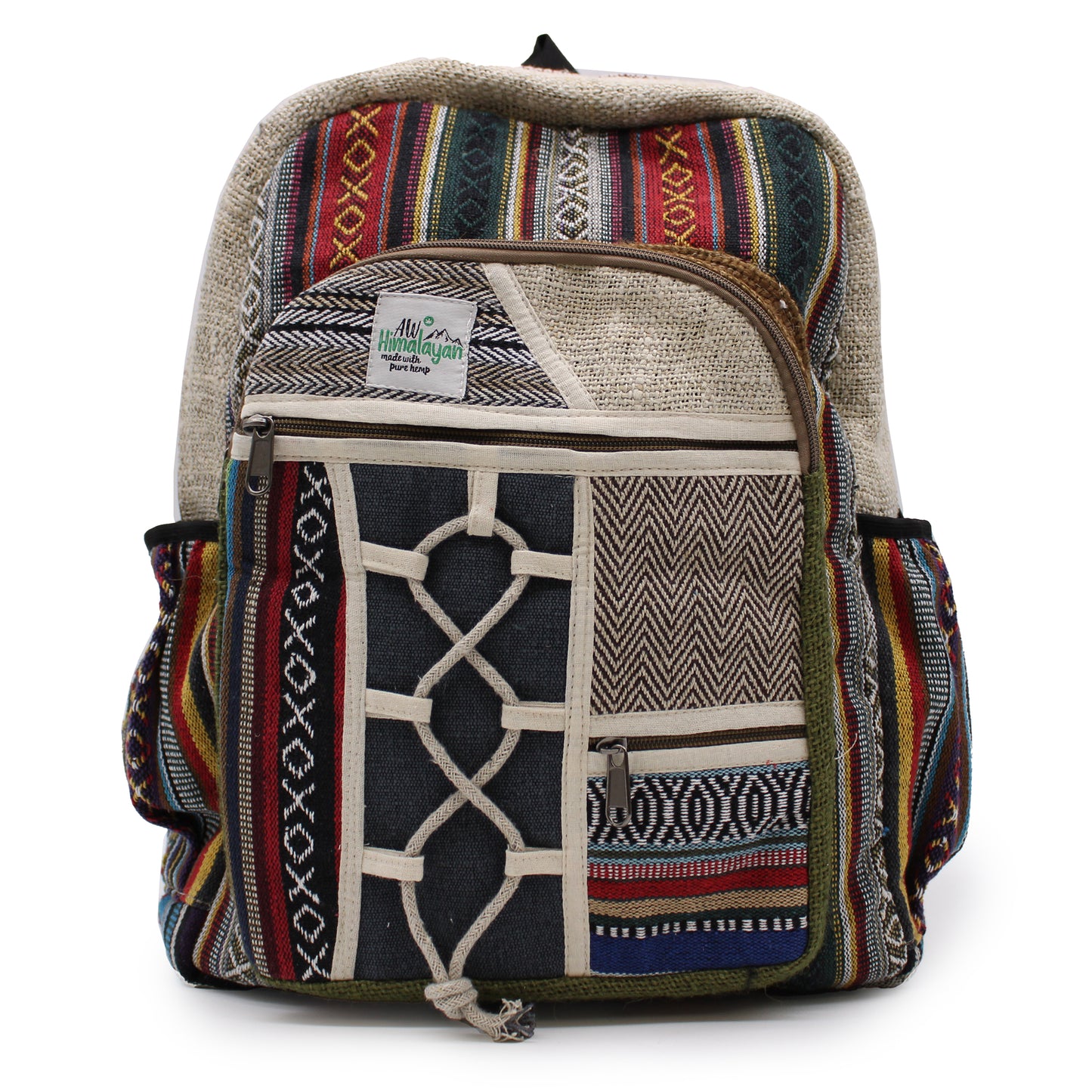 Large Hemp Backpack - Rope & Pockets Style