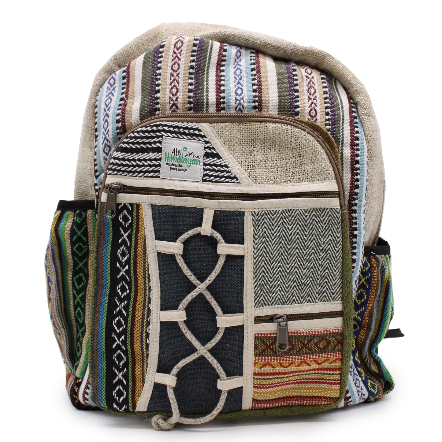 Large Hemp Backpack - Rope & Pockets Style