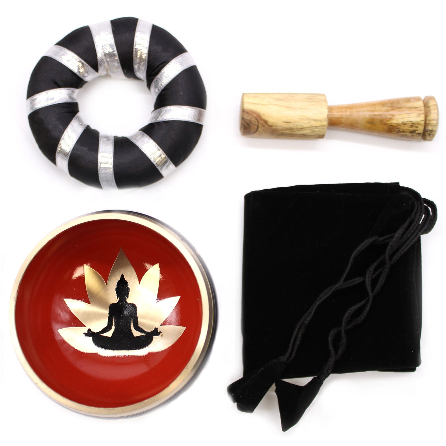 Buddha Singing Bowl Set- Black/Orange 10.7cm