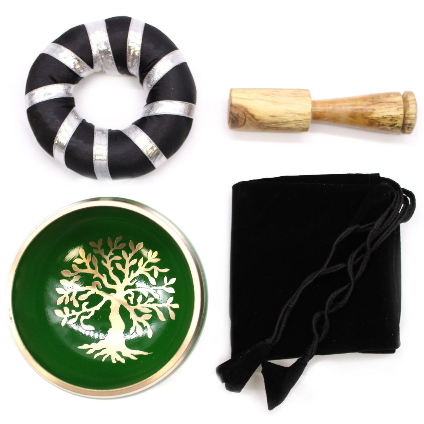 Tree of Life Singing Bowl Set- Green 10.7cm