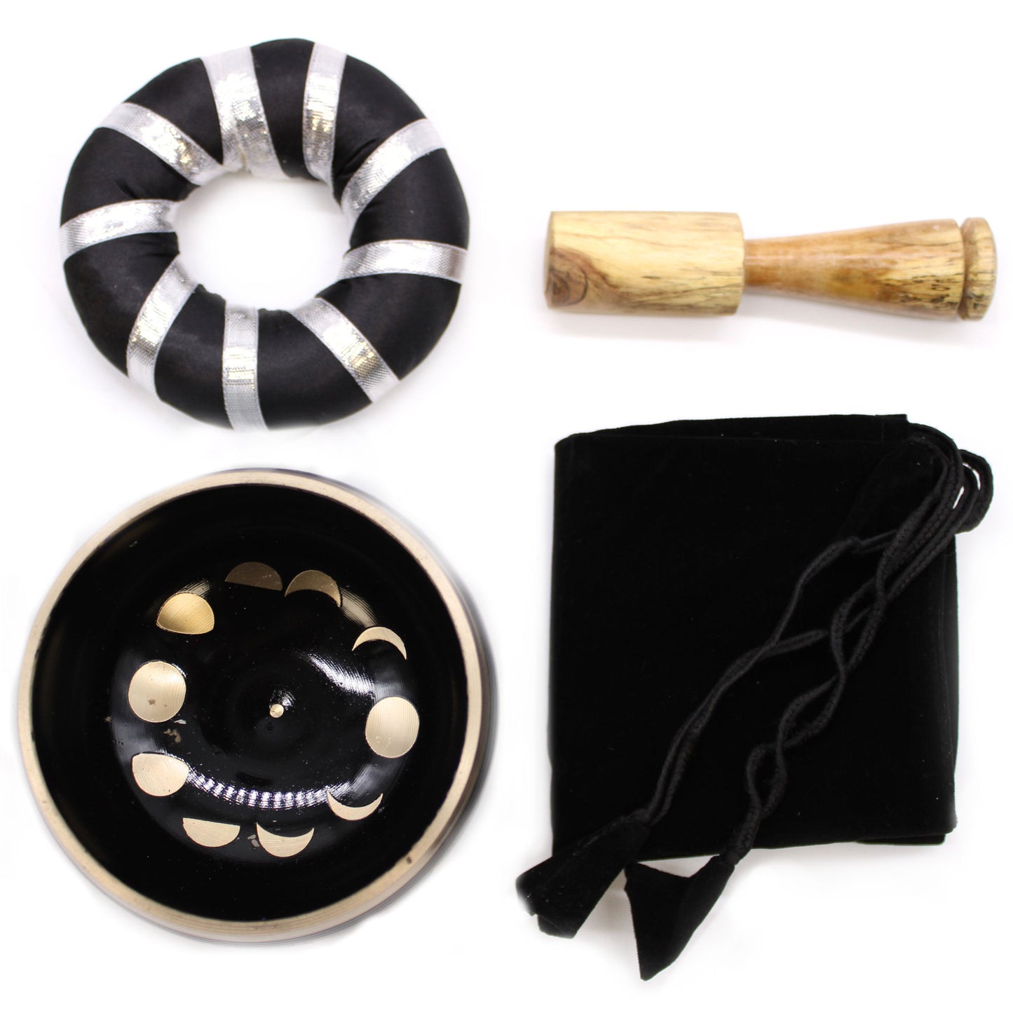 Moon Phase Singing Bowl Set- Black 10.7cm